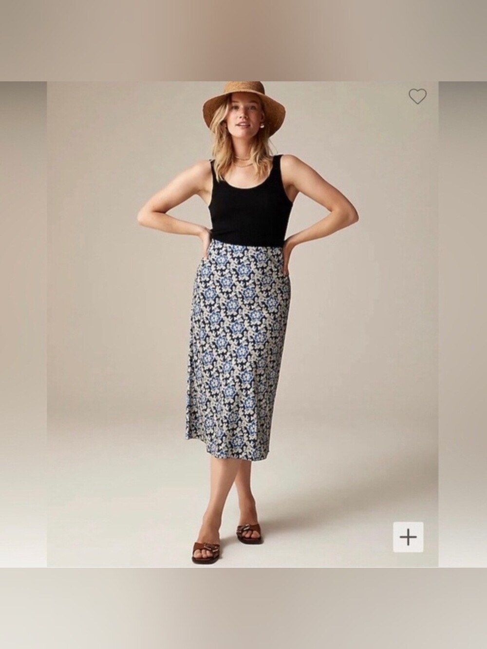 J Crew Gwyneth Satin Slip Skirt in Blue Floral Luster Charmeuse Size xl Tall